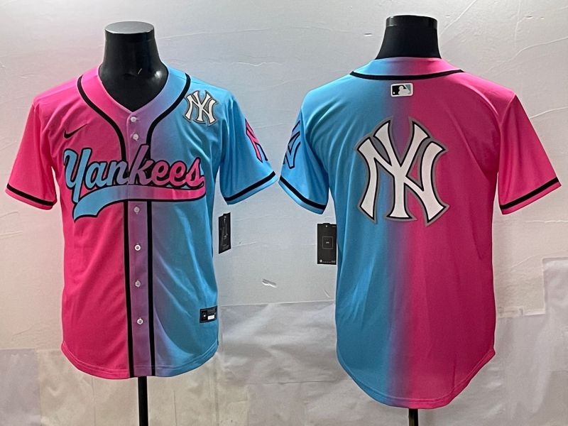 Men 2025 New York Yankees Blank Blue pink Game Nike MLB Jersey style 0024->new york yankees->MLB Jersey